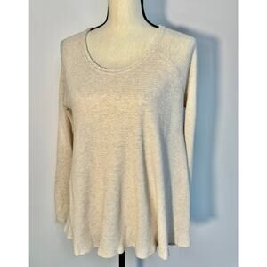 Free People Thermal Oatmeal Beige Long Sleeve Top We the Free Tee Small